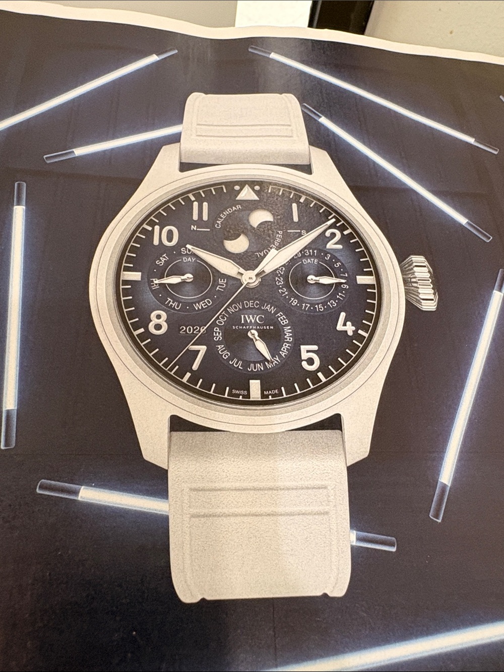 IWC Pilot's Perpetual Calendar Watch in Black and Silver